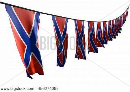 Wonderful Many Novorossia Flags Or Banners Hanging Diagonal With Perspective View On String Isolated