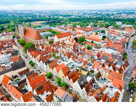 Ingolstadt Old Town Aerial Panoramic View. Ingolstadt Is A City In Bavaria, Germany.