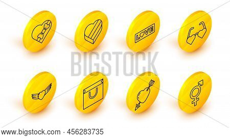 Set Line Gender, Amour With Heart And Arrow, Shopping Bag, Heart Wings, Shaped Love Glasses, Love Te