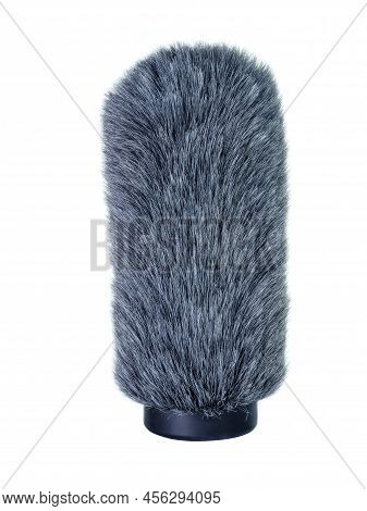 Fur windshield for microphone gun isolated on white background