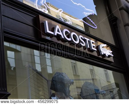 Belgrade, Serbia - November 15, 2021: Lacoste Store And Its Logo In Belgrade, Serbia. Lacoste Is Wor