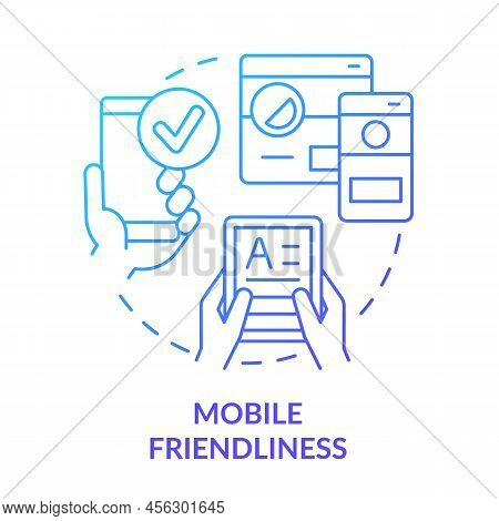 Mobile Friendliness Blue Gradient Concept Icon. Website Version For Smartphones. Seo Ranking Factor 
