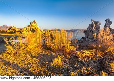 Mono Lake Is A Salty Alkaline Lake In Mono County, California, United States Of America. It Has An A