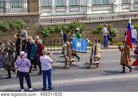 Omsk, Russia. June 12, 2022. Russia Day. A Group Of Representatives From The Yakut Republic Of Sakha