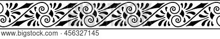 Ornament In The Greek Style. Isolated Black Silhouette On A White Background. Ornament For Printing,
