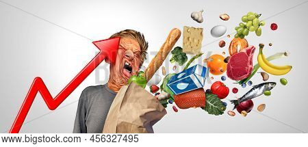 Consumer Inflation Pain And Rising Food Cost Or Grocery Prices Surging Costs Of Supermarket Grocerie