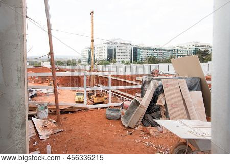 Brasilia, Brazil June 13, 2022 Construction Of New Commercial And Apartment Buildings In 511 Block O