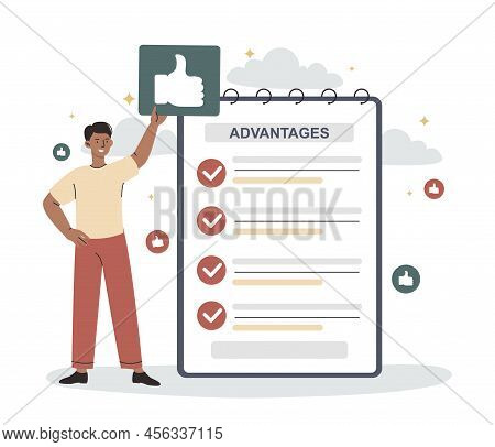 Man With His Advantages. Young Guy Celebrating Completed Tasks, Motivation And Leadership. Time Mana