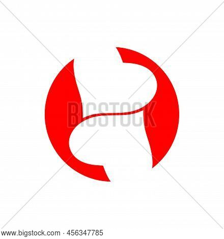 H Letter With Two Hearts. H And Heart Monogram.