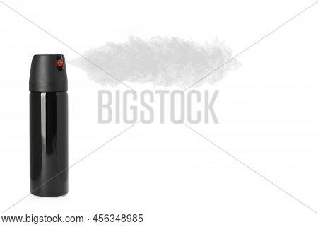 Using Of Pepper Spray On White Background