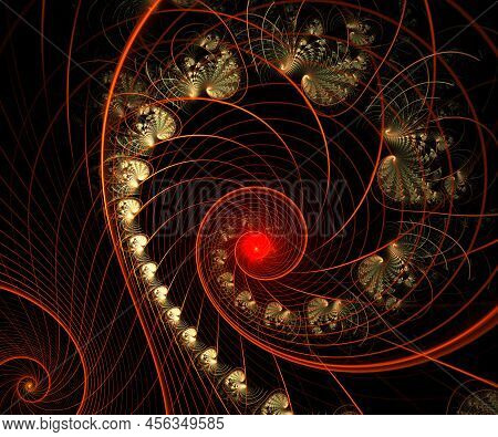Computer Generated Abstract Colorful Fractal With Neverending Spiral
