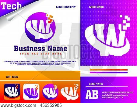 Tech Letter W Logo Design Vector Template