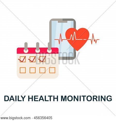 Daily Health Monitoring Flat Icon. Colored Element Sign From Online Medicine Collection. Flat Daily 
