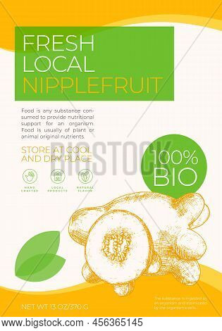 Fresh Local Fruits Label Template. Abstract Vector Packaging Design Layout. Modern Typography Banner