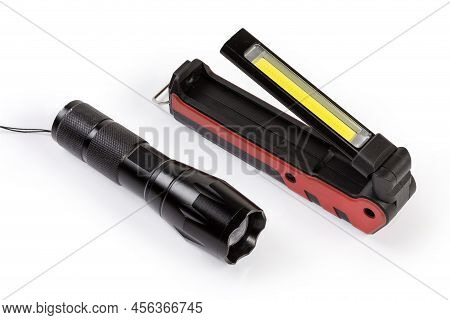 Modern Rechargeable Electric Led Flashlight With Folding Lamp And Tactical Led Flashlight In Black M