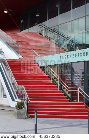 Flekkefjord, Norway - July 19, 2020: Modern Cultural Center Kultursenter Spira Of Flekkefjord. It Wa