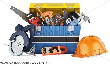 Botswanian Flag Painted On The Toolbox. Service, Repair And Construction In Botswana, Concept. 3d Re