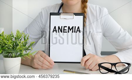 Anemia Blood For Test , Medical Concept , Diagnosis Iron Deficiency Doctor Hand Working Professional