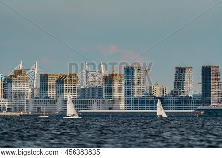 Russia, St. Petersburg, 10 June 2022: The Residential Complex Under Construction On The Embankment O