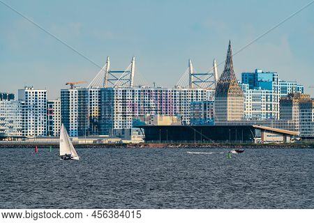 Russia, St. Petersburg, 10 June 2022: The Residential Complex Under Construction On The Embankment O
