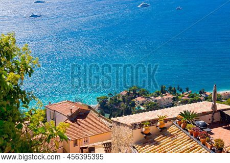 View Of The Sea And The Cote D'azur From The Fortress Of The Ancient Castle In Roquebrune-cap-martin