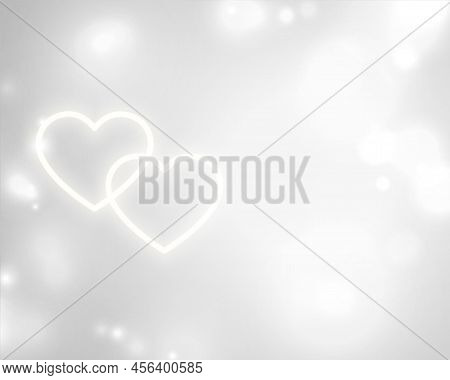 White Valentines Day Background With Two Hearts