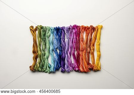 Mouline Threads. Colorful Cotton Craft Threads On White Background.