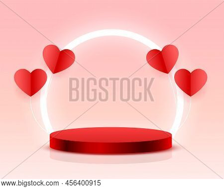 Podium For Product Display Valentines Day Poster Vector Design Illustration