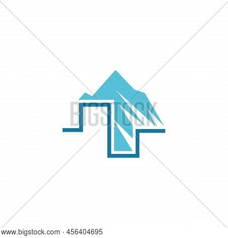 Biphasic Waveform Vector Logo Design With Mountain Vector. Vector Illustration Eps.8 Eps.10