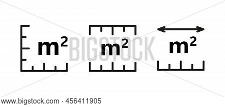 Square Meter Icon. M2 Sign. Flat Area In Square Metres . Measuring Land Area Icon. Place Dimension P