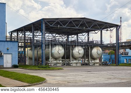 Carbon Dioxide Production Plant. Cryogenic Tank Co2 Carbonic Acid Distillation Storage. Part Of Petr