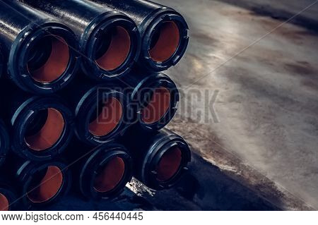Brand New Drill Pipes For Oil Extraction. Petrolium Extraction Concept