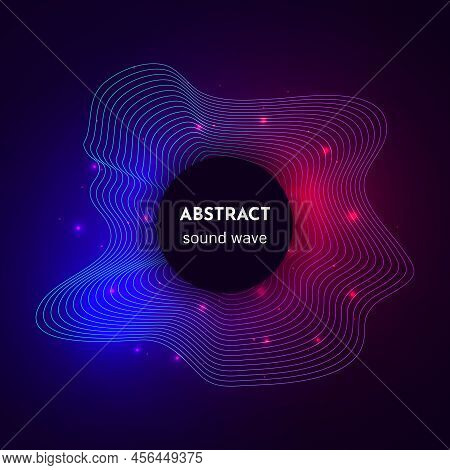 Sound Circular Wave With Light Effects. Luminous Bright Voice Wave. Electronic Equalizer In Neon Col