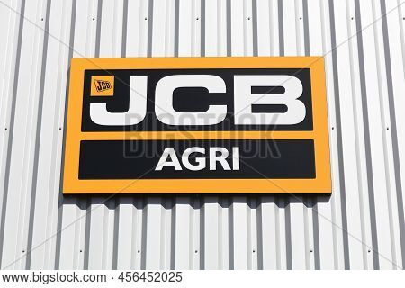 Autun, France - July 5, 2020: Jcb Logo On A Wall. Jcb Is A British Manufacturer Of Equipment For Con
