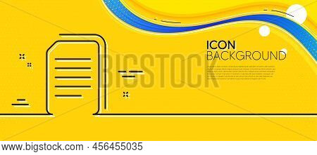 Copy Documents Line Icon. Abstract Yellow Background. Copying Files Sign. Paper Page Concept Symbol.