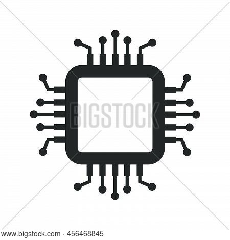 Cpu Chip Technology Vector Digital Electronic. Computer Processor Illustration Board Icon And Commun
