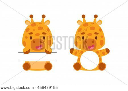 Cute Little Giraffe Split Monogram. Funny Cartoon Character For Kids T-shirts, Nursery Decoration, B