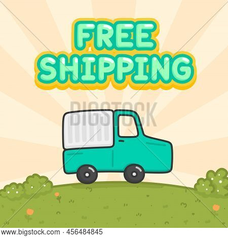 Ad Image Free Shipping Kawaii Doodle Cartoon Vector