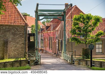 Enkhuizen, Netherlands, June 2022. The Drawbridge At The Entrance To The Zuiderzee Museum In Enkhuiz