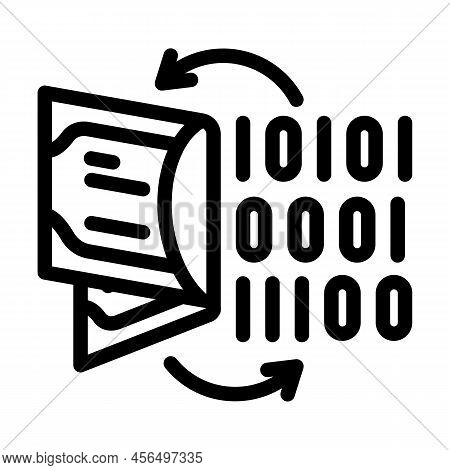 Exchange Fiat Money For Digital Line Icon Vector. Exchange Fiat Money For Digital Sign. Isolated Con