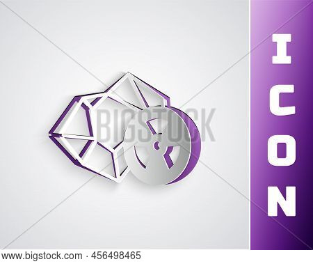 Paper Cut Radioactive Icon Isolated On Grey Background. Radioactive Toxic Symbol. Radiation Hazard S