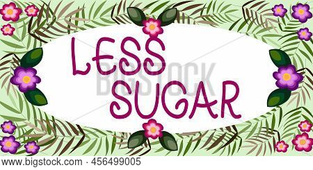 Text Showing Inspiration Less Sugar. Business Approach Lower Volume Of Sweetness In Any Food Or Drin