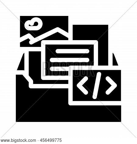 Custom Email Template Design Glyph Icon Vector. Custom Email Template Design Sign. Isolated Symbol I
