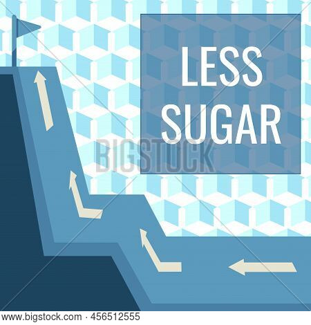 Conceptual Caption Less Sugar. Business Concept Lower Volume Of Sweetness In Any Food Or Drink That 