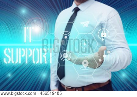 Conceptual Display It Support. Business Idea Lending Help About Information Technologies And Relativ