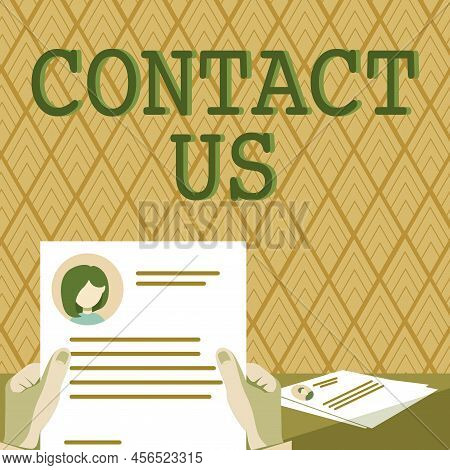 Conceptual Caption Contact Us. Word For Group Of Person That Rendering Costumer Service Through Tele