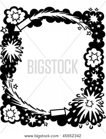 Feuerwerk Ad Frame - Retro ClipArt-Grafik Illustration