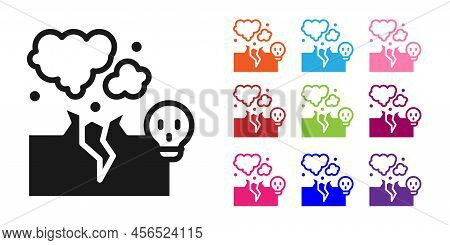 Black Poisonous Cloud Of Gas Or Smoke Icon Isolated On White Background. Stink Bad Smell, Smoke Or P