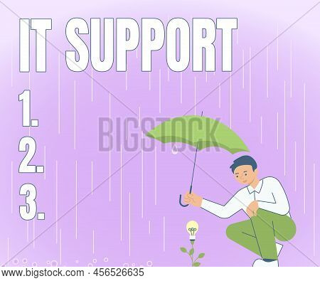 Hand Writing Sign It Support. Business Approach Lending Help About Information Technologies And Rela
