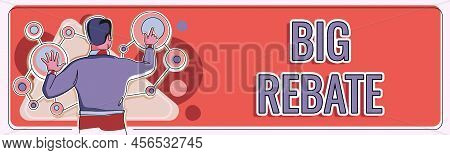 Hand Writing Sign Big Rebate. Business Overview Huge Rewards That Can Get When You Engaged To A Spec